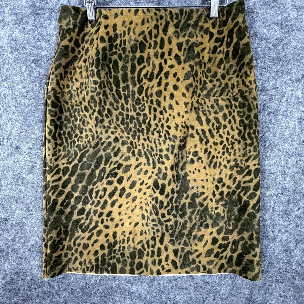 Vanessa Williams Pencil Skirt Women Large Multicolor Leopard Stretch Back Zipper